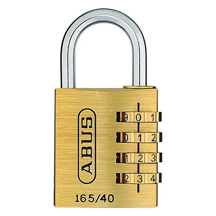 Abus Vorhängezahlenschloss 165/40 - 40 x 90 mm, Messing, Anzahl Zahlenrollen: 4 Stk.