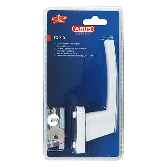 Abus Fenstergriff FG 210 - Weiß, Abschließbar - Vorderansicht