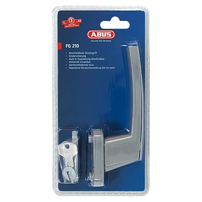 Abus Fenstergriff FG 210 - Silber, Abschließbar - Vorderansicht