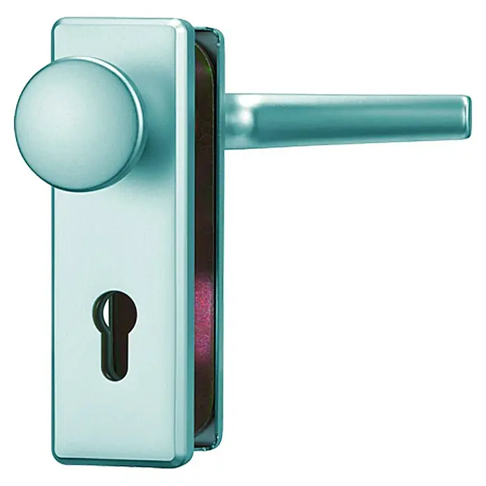 Abus Schutzbeschlag KKT 512 - Wohnungsabschlusstür, Aluminium, Türstärke: 37 mm - 47 mm, Knopf außen, Drücker innen - Vorderansicht
