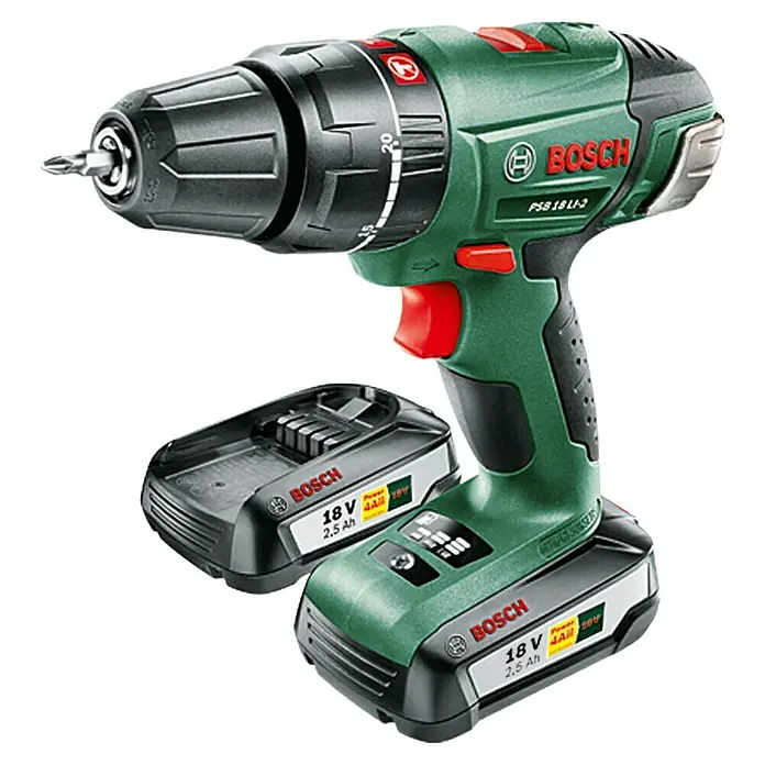 Bosch Expert Akku-Schlagbohrschrauber PSB 18 LI-2 - 18 V, Li-Ionen, 2,5 Ah, Anzahl Akkus: 2 Akkus, Leerlaufdrehzahl: 0 U/min - 1.650 U/min - Vorderansicht