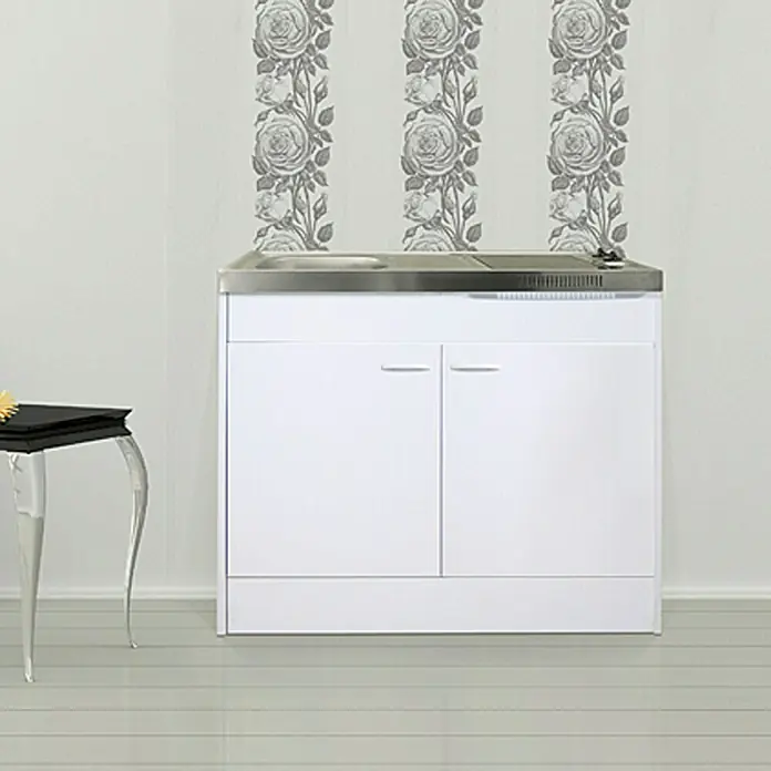 Respekta Miniküche Pantry OKC - 100 cm, Mit Glaskeramikkochfeld, Weiß - Stimmungsaufnahme