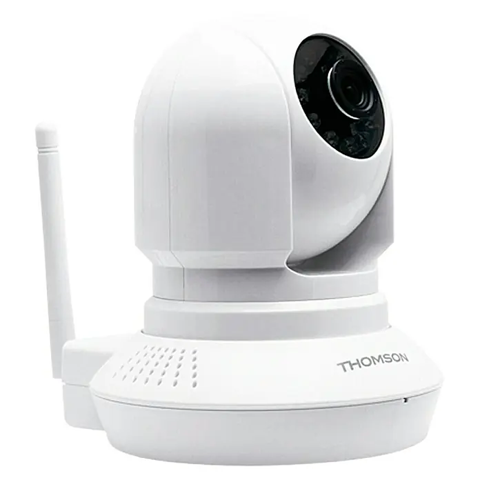 Thomson IP-Innenkamera 720 P mit Motor - Smarte Steuerung: App + Gateway Thombox, 1.280 x 720 Pixel, 70° - Rechte Seitenansicht