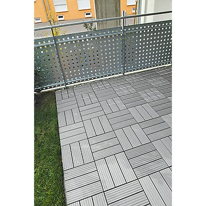 WPC-Klickfliese - Grau, 30 x 30 x 2,2 cm, 4er Pack