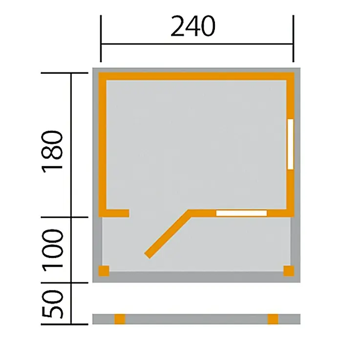 Weka Gartenhaus Nature 3 - 20 mm, 6,72 m², Pultdach - Ansicht von oben