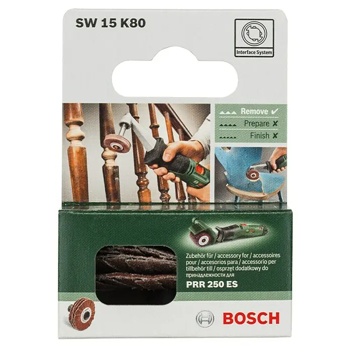 Bosch Schleifrolle SW 15 - Breite: 15 mm, Körnung: 80 - Vorderansicht