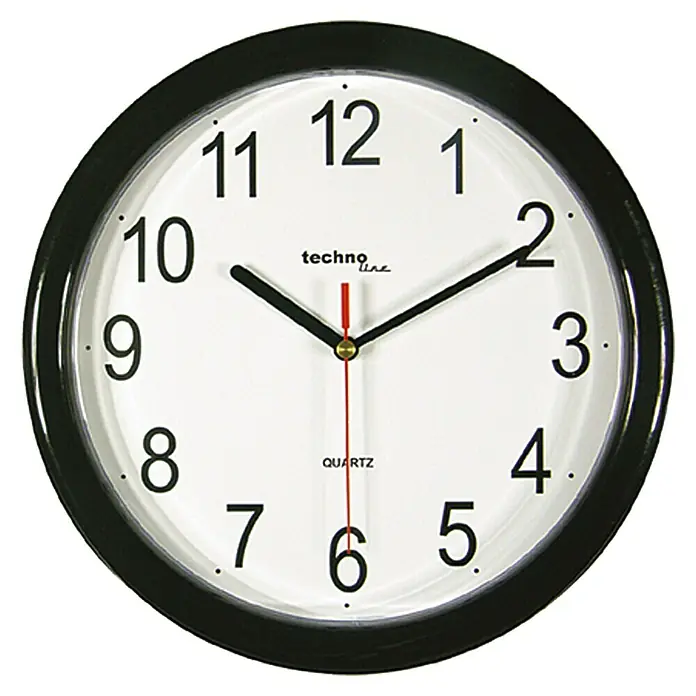 Wanduhr rund - Schwarz/Weiß, 25 cm - Vorderansicht