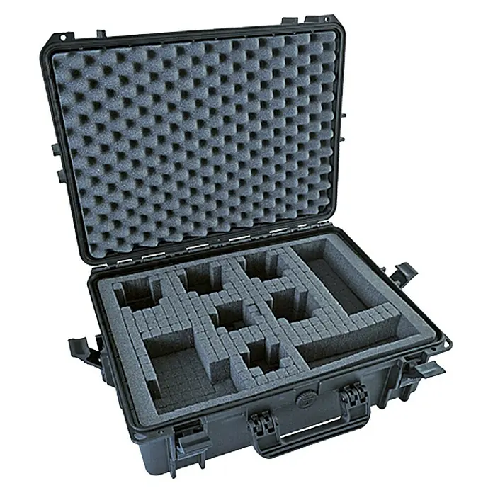 Wasserdichter Koffer MAX 505 mit Einlage - L x B x H: 555 x 428 x 211 mm, Mit Würfelschaumstoffeinlage, Schwarz, Kunststoff