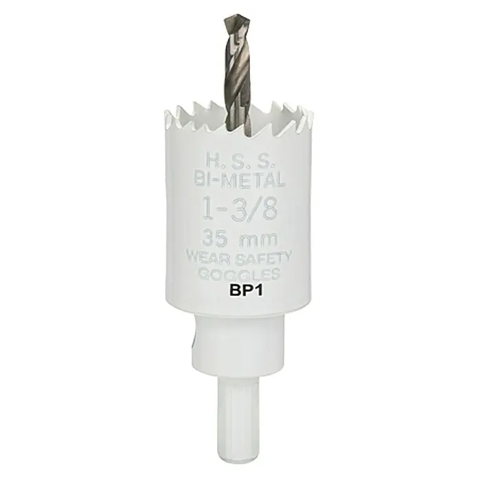 Craftomat Kruna za bušenje rupa u drvu - 35 mm, HSS bimetal, Promjer brtve: 10 mm HEX - Pogled sprijeda