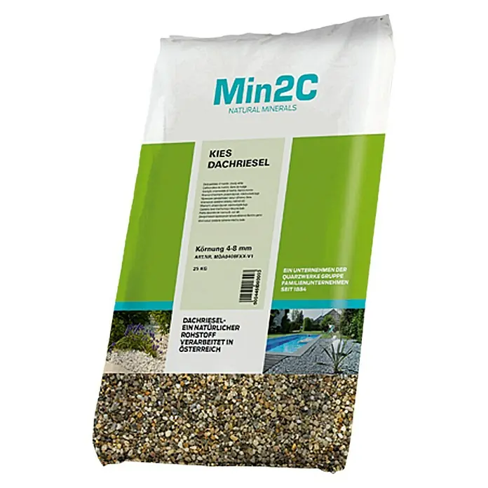Min2C Dekorativni riječni kamen - Granulacija: 4 mm - 8 mm, 25 kg - Pogled sprijeda