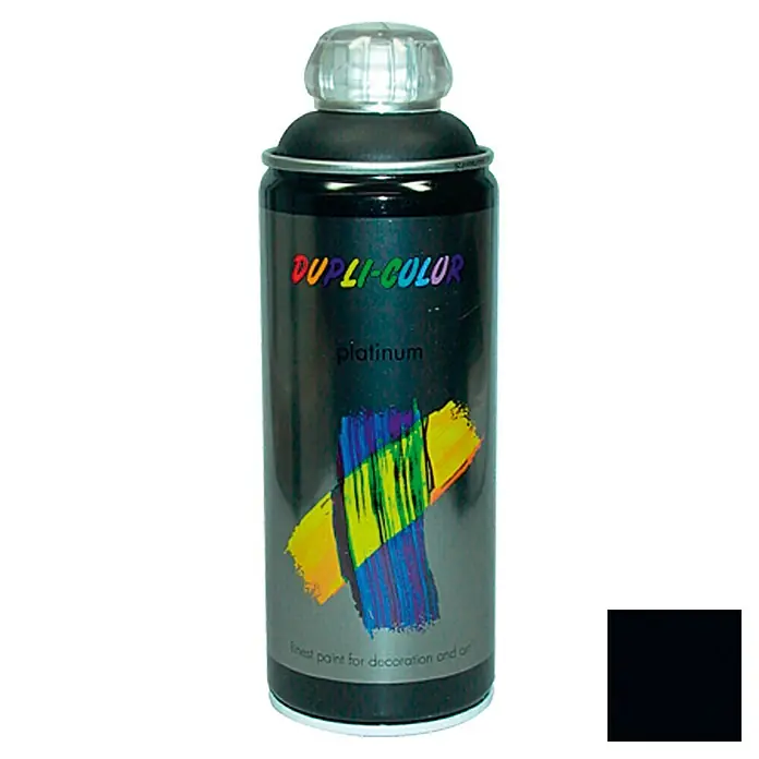 Dupli-Color Platinum Kleurlak, spray platinum RAL 9005 Diepzwart - Diepzwart, 400 ml, Zijdemat - Vooraanzicht