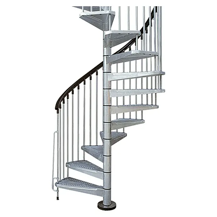 Fontanot Arké Außenspindeltreppe Civik Zink - Durchmesser: 120 cm, Geschosshöhe: 252 cm - 305 cm, Anzahl Steigungen: 13 Stk. - Vorderansicht