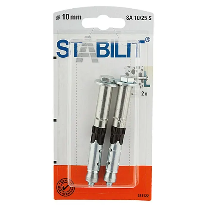 Stabilit Hochleistungsanker SA 10/25 S - Durchmesser Bohrloch: 10 mm, Länge Dübel: 85 mm, Geeignet für: Beton C12/15, 2 Stk. - Vorderansicht