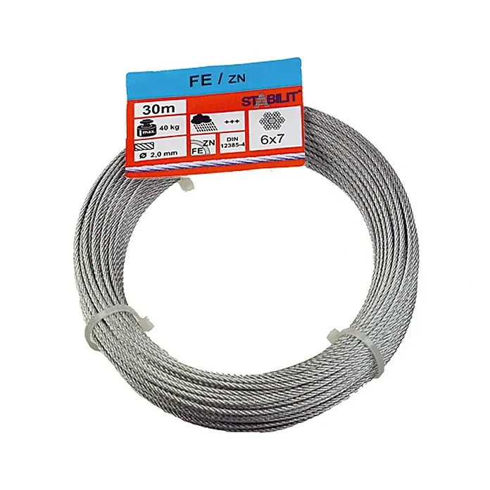 Stabilit Drahtseil - Ø x L: 2 mm x 30 m, Belastbarkeit: 40 kg, Stahl - Vorderansicht