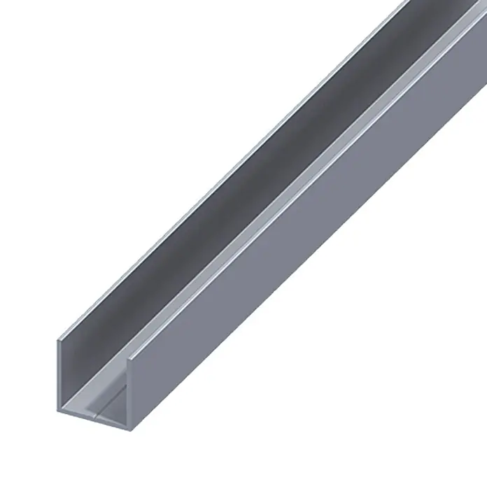 Kantoflex Quadrat-U-Profil - 1.000 x 7,5 x 7,5 mm, Stärke: 1 mm, Aluminium, Blank, Grau - Linke Seitenansicht