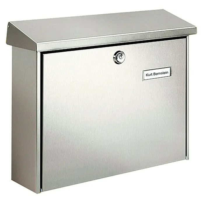 Burg-Wächter Briefkasten Amrum 3867 - Edelstahl, 115 x 377 x 320 mm, Edelstahl, Format Einwurf: DIN C4, 332 x 31 mm - Vorderansicht