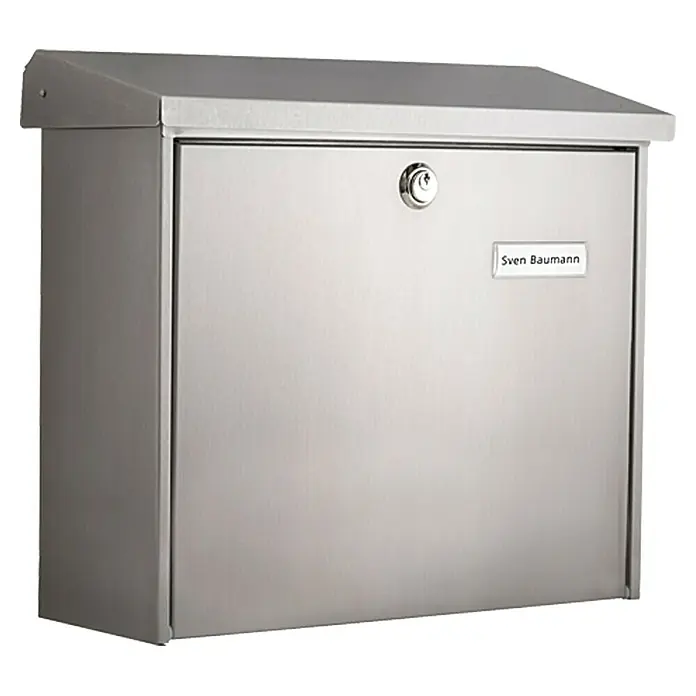 Burg-Wächter Briefkasten Comfort 913 - Stahl, 380 x 148 x 340 mm, Silber, Format Einwurf: DIN C4, 332 x 32 mm - Linke Seitenansicht
