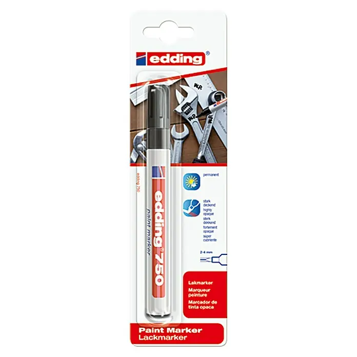 Edding Lackmarker 750 - Schwarz, 2 mm - 4 mm - Vorderansicht