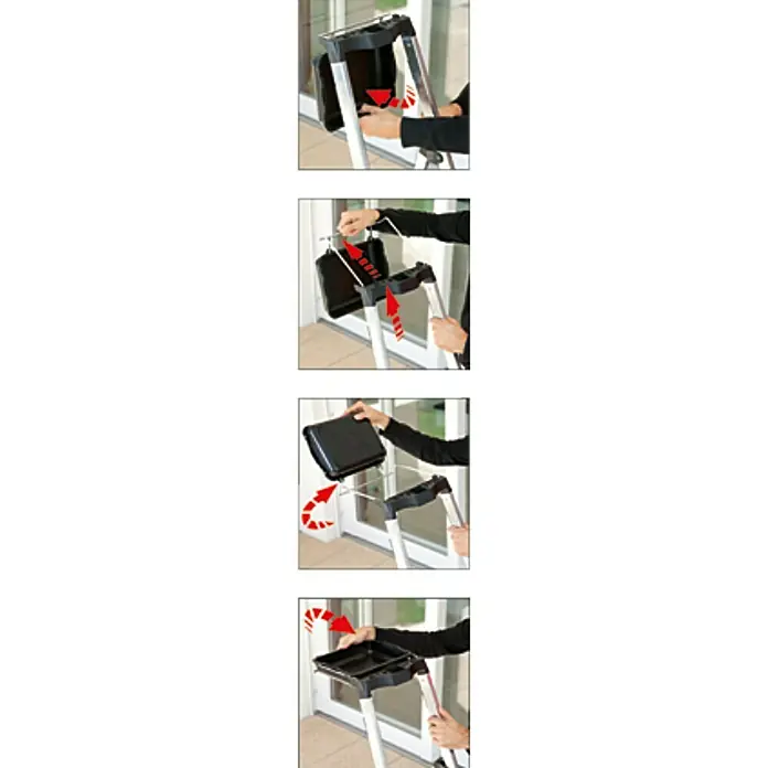 Krause Monto Stufenstehleiter Secury MultiGrip - Arbeitshöhe: 3,25 m, 6 Stufen, Tiefe Stufen: 100 mm, Aluminium - Vorderansicht