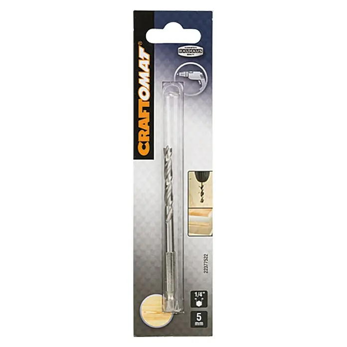 Craftomat Svrdlo za drvo - Promjer: 5 mm, ¼″ Hex - Pogled sprijeda