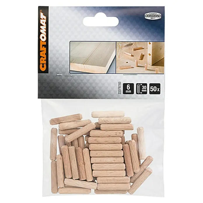 Craftomat Holzdübel - Ø x L: 6 x 30 mm, 50 Stk., Passend für: Bohrer 6 mm - Vorderansicht