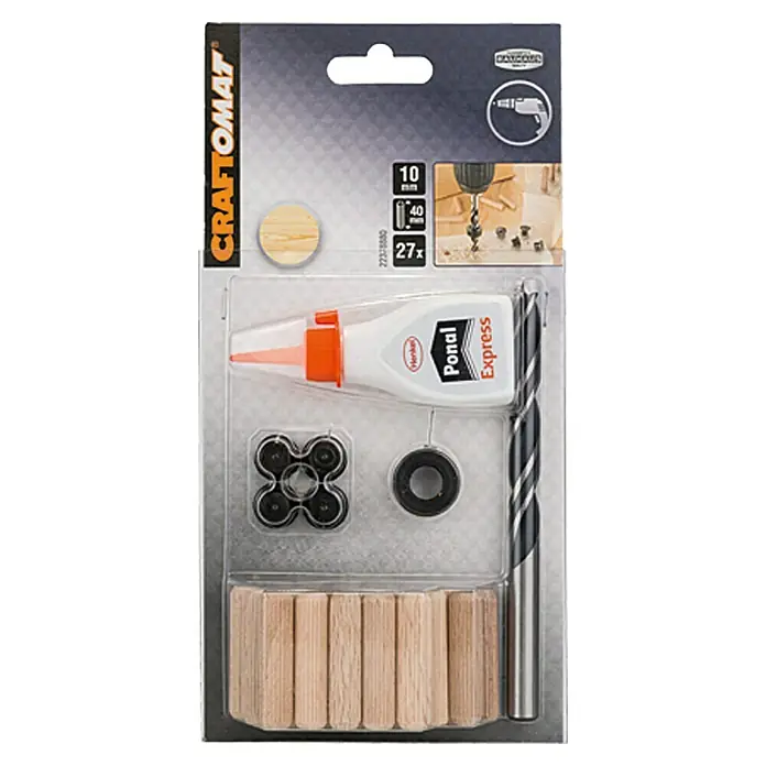 Craftomat Holzdübel-Set - Ø x L: 10 x 40 mm, 32 -tlg. - Vorderansicht