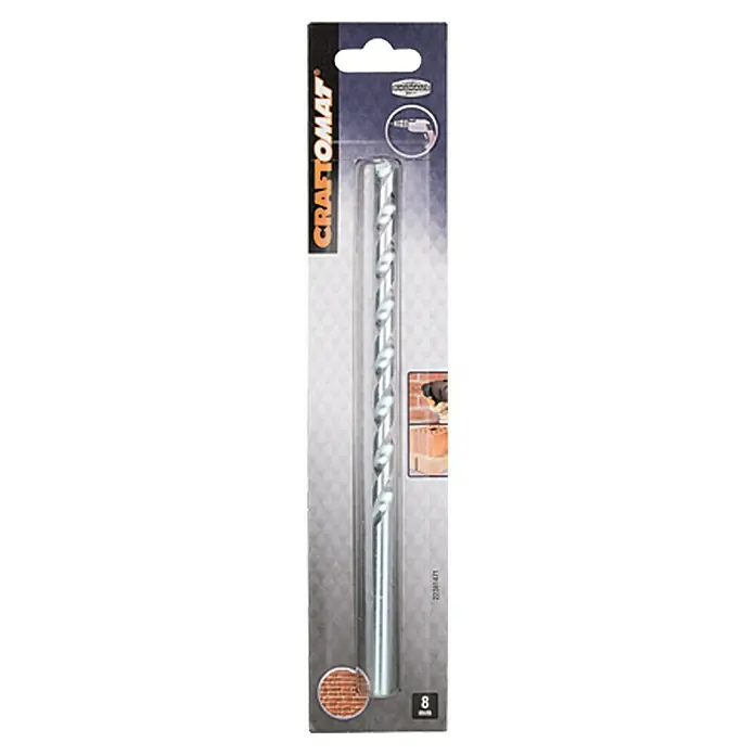 Craftomat Svrdlo za kamen - Promjer: 8 mm, Duljina: 200 mm, Radna duljina: 150 mm - Pogled sprijeda