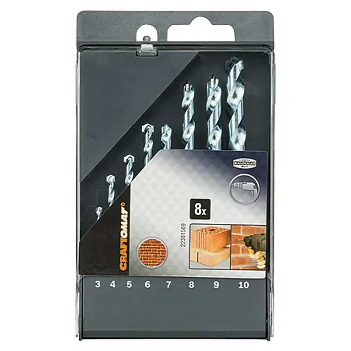 Craftomat Set svrdla za kamen - 8 -dij., 3 mm - 10 mm - Pogled sprijeda