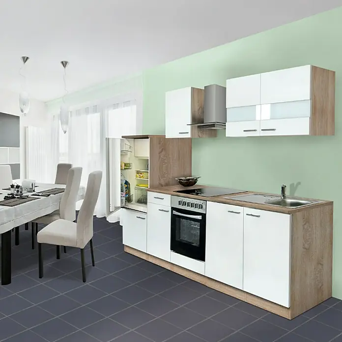 Respekta Kuhinjski komplet Cuisine - Širina: 270 cm, S električnim uređajima, Bijele boje
