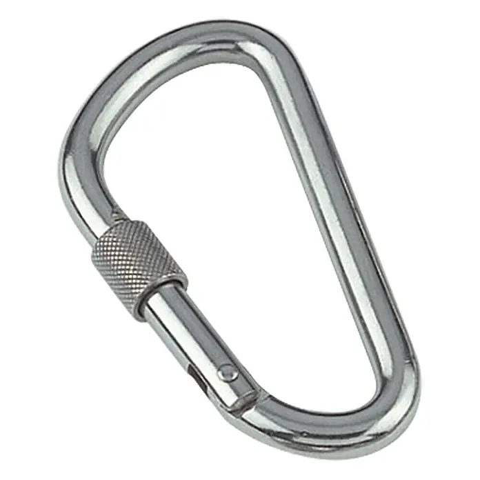 Karabinerhaken mit Sicherheitsmutter - Ø x L: 10 x 115 mm, Bruchlast: 1.200 kg, Edelstahl, A4
