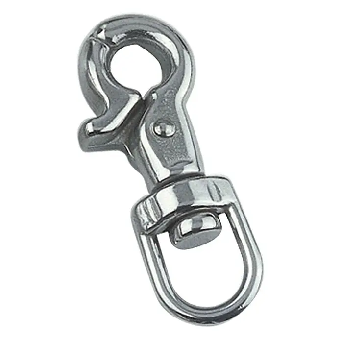 Schnapphaken - Durchmesser: 13 mm, Länge: 6,5 cm, Wirbelauge, Edelstahl, A4