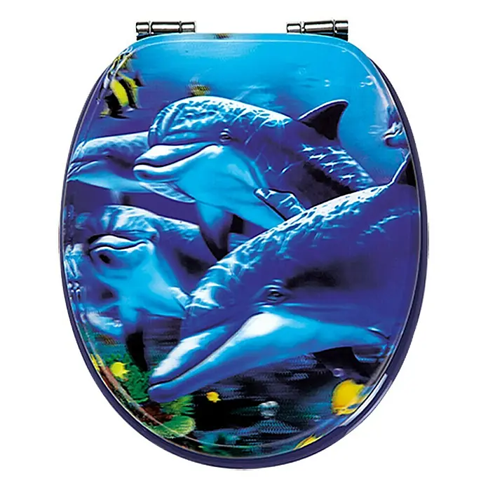 Poseidon WC daska Sea Life 3D - Samospuštajuća, MDF, Može se skinuti, Plave boje