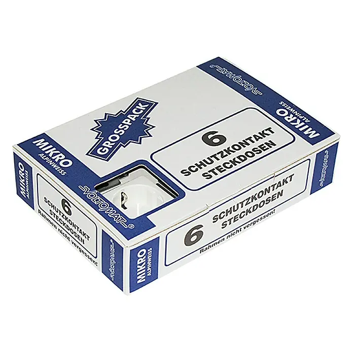 Voltomat MIKRO Steckdose - Alpinweiß, Kunststoff, Unterputz, 6 Stk.