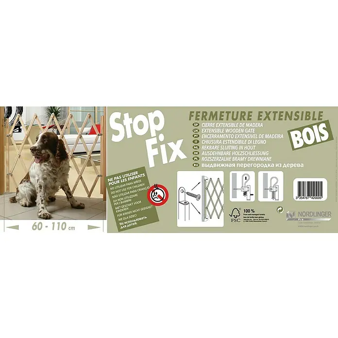 Reja de seguridad para animales Stop Fix Natural - Altura: 83 cm, Ajustable: 60 - 110 cm