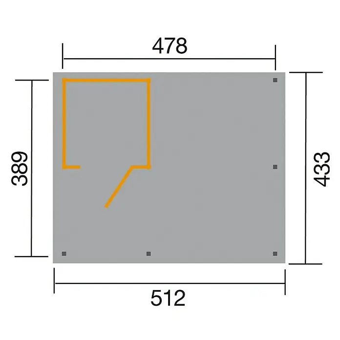 Weka Carport Memmingen - 4,33 x 5,12 m, Einfahrtshöhe: 2,15 m, 125 kg/m²
