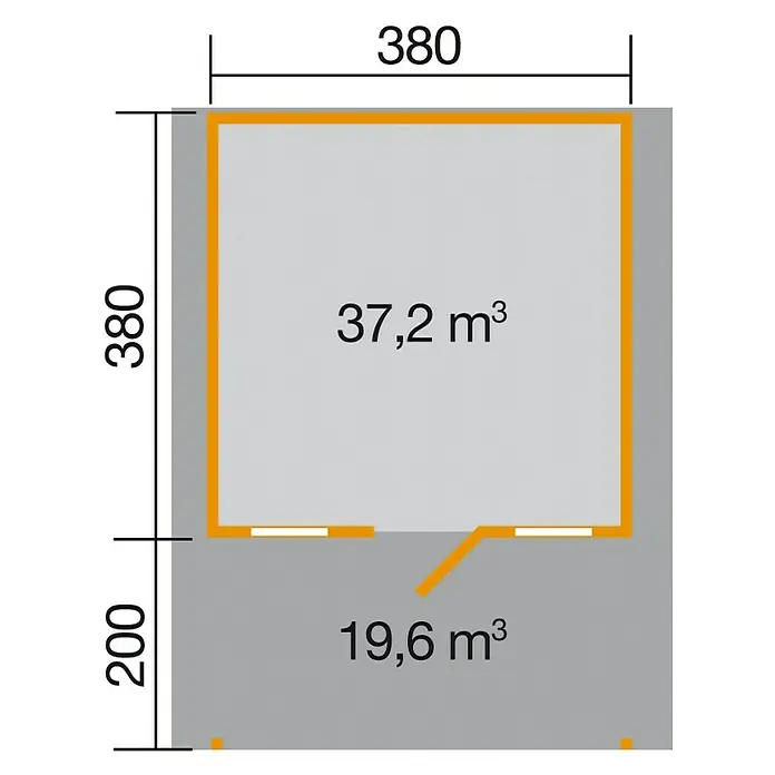 Weka Gartenhaus Passau V200 - 5,9 x 4,5 m, Wandstärke: 45 mm, Natur - Ansicht von oben
