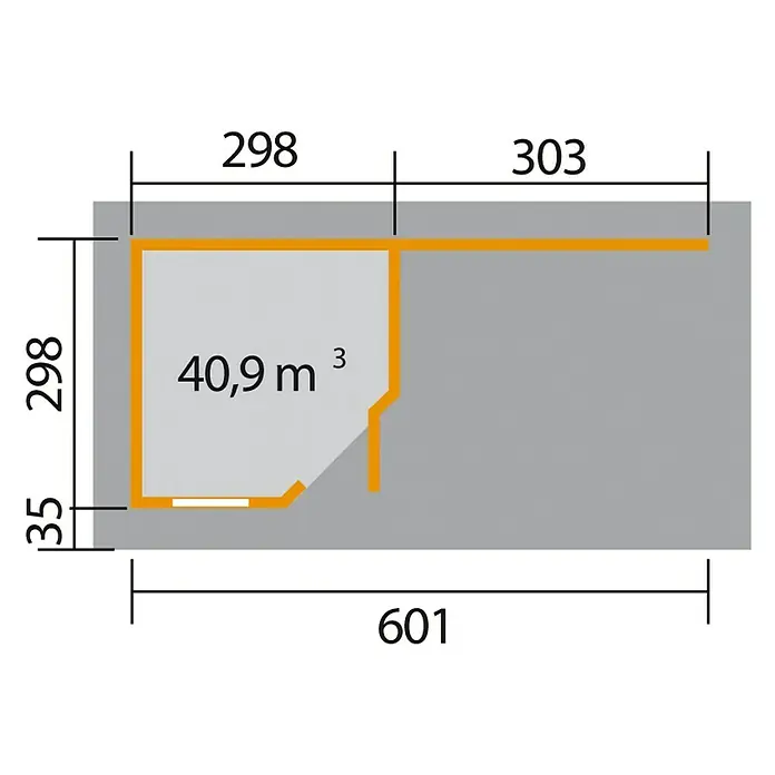 Weka Drvena vrtna kućica Fides III - 3,38 x 6,46 m, Debljina stijenke: 28 mm - Pogled odozgo