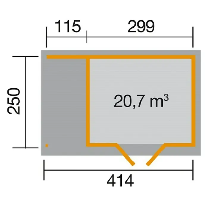 Weka Blockbohlenhaus Mallau - 2,93 x 4,38 m, Wandstärke: 19 mm, Natur - Ansicht von oben