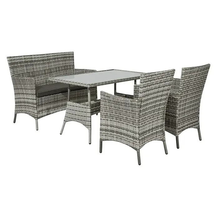 Gartenmöbel-Set Marus - 4 -tlg., Grau, Anthrazit - Diagonale Ansicht