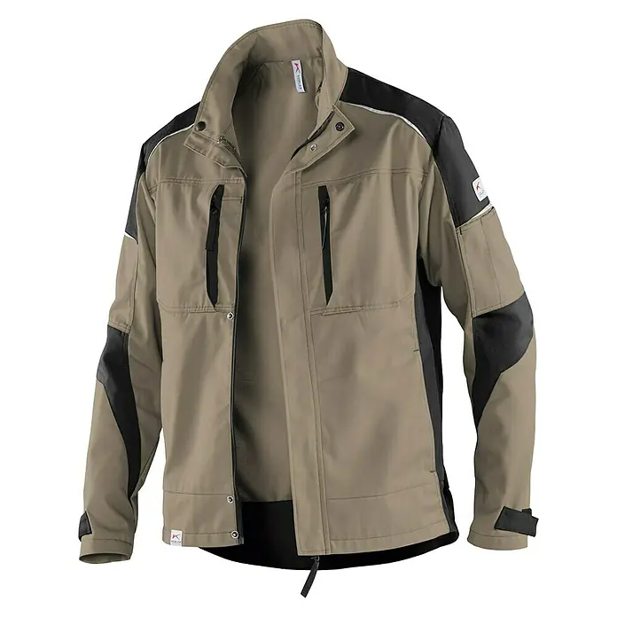 Kübler Activiq Arbeitsjacke - XS, Sandbraun/Schwarz - Vorderansicht