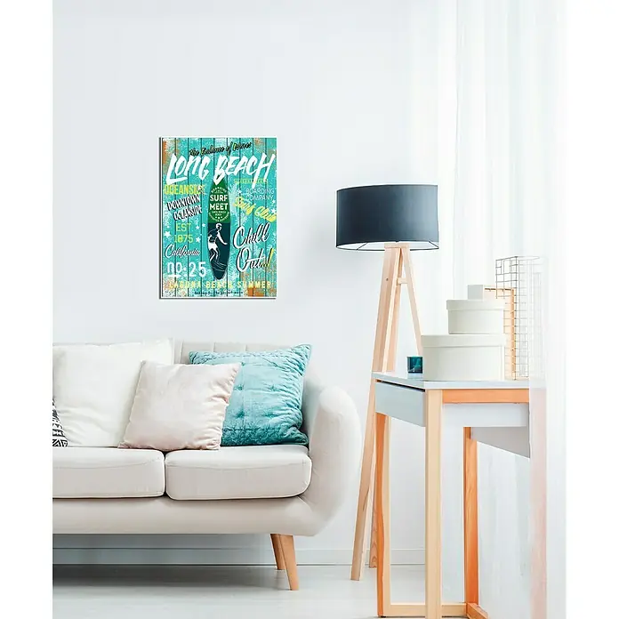 Cuadro Long Beach - Tabla surf, An x Al: 50 x 70 cm