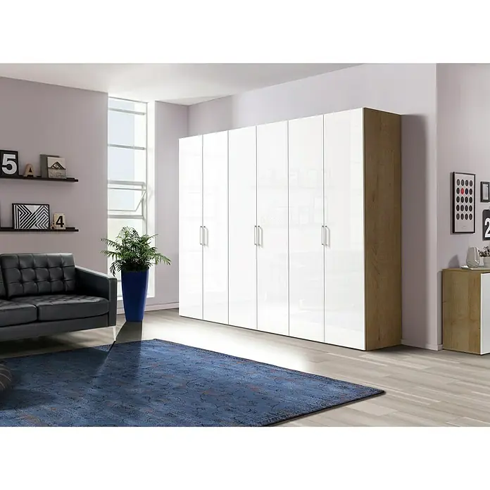 Express Möbel Kleiderschrank Brooklyn - L x B x H: 58 x 300 x 216 cm, Riviera Eiche/Weiß, Lackiert, Ohne Spiegel - Stimmungsaufnahme