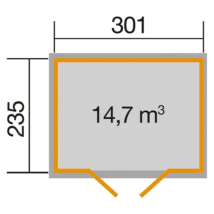 Weka wekaLine Gerätehaus Gr. 2 - 320 x 269 cm, Holz, Natur - Ansicht von oben