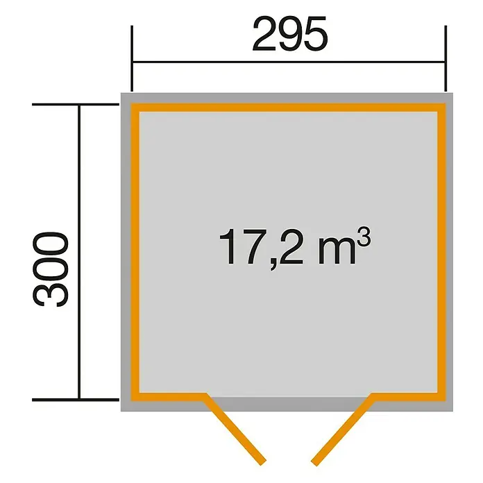 Weka wekaLine Gerätehaus Gr. 3 - 319 x 334 cm, Wandstärke: 28 mm, Natur - Ansicht von oben