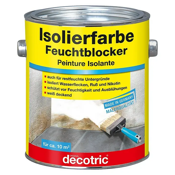 Decotric Isolierfarbe Feuchtblocker - Weiß, 2 l, Matt - Vorderansicht