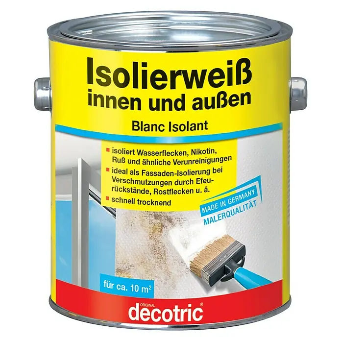 Decotric Isolierfarbe Isolierweiß - 2 l, Weiß, Matt - Vorderansicht