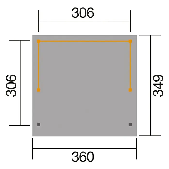 Weka Gartenlaube Singen - 3,49 x 3,6 m, Fichte - Ansicht von oben