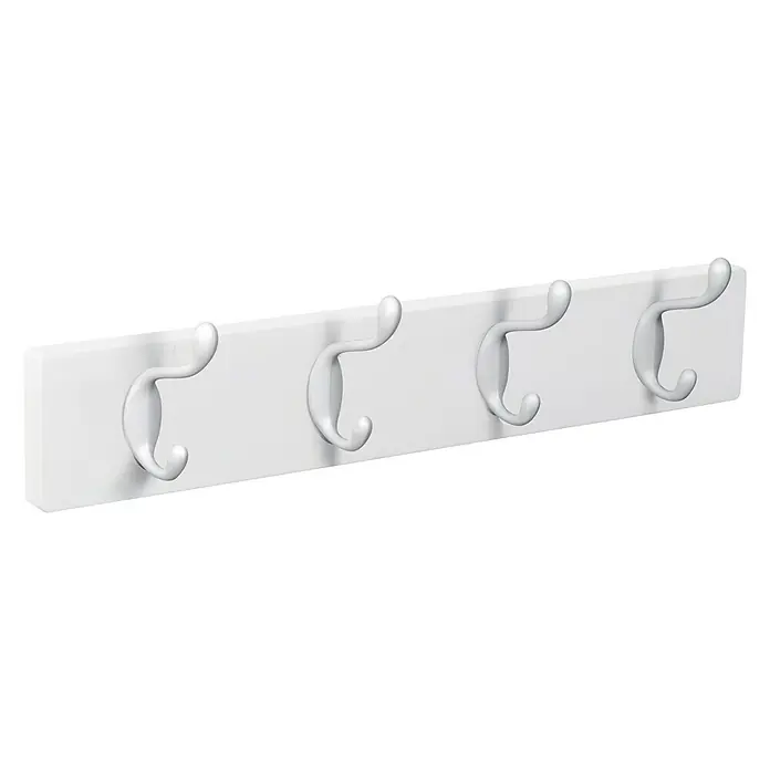 Nesu Perchero 9101 - L x An x Al: 40 x 7 x 7,4 cm, Número de ganchos: 4 ud., Blanco
