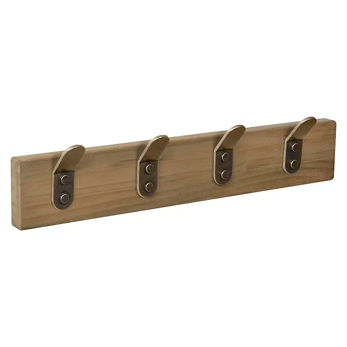 Nesu Perchero 9107 - L x An x Al: 40 x 7 x 5,6 cm, Madera, Haya/Bronce