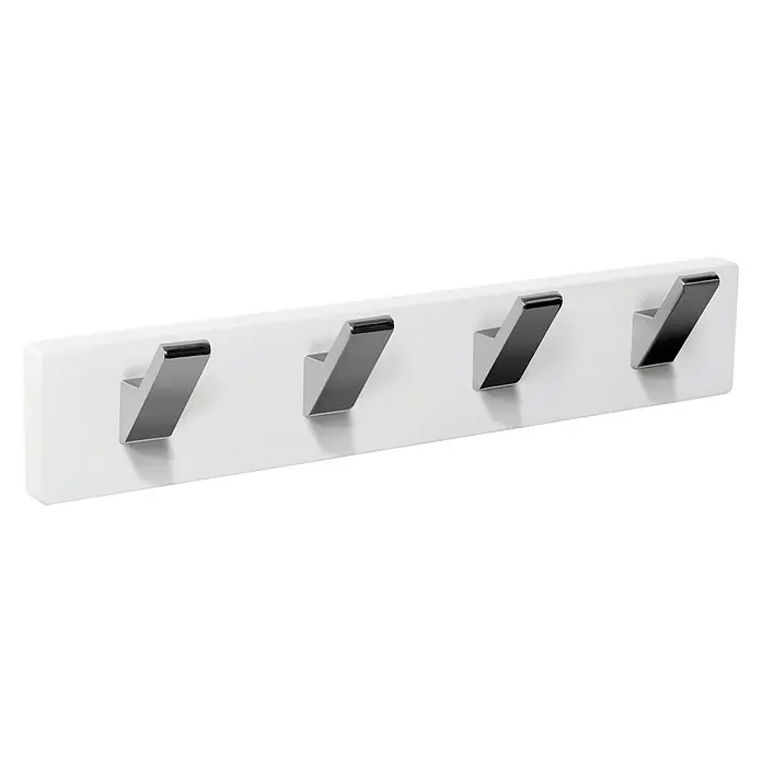 Nesu Perchero 9108 - L x An x Al: 40 x 7 x 5,6 cm, Número de ganchos: 4 ud., Blanco/Cromado